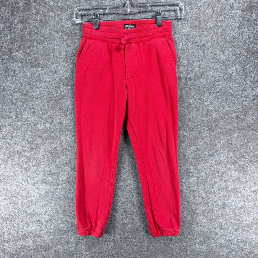 OshKosh B'gosh Kids Size 8 Red Jogger Sweatpants Cotton Blend Drawstring Pockets